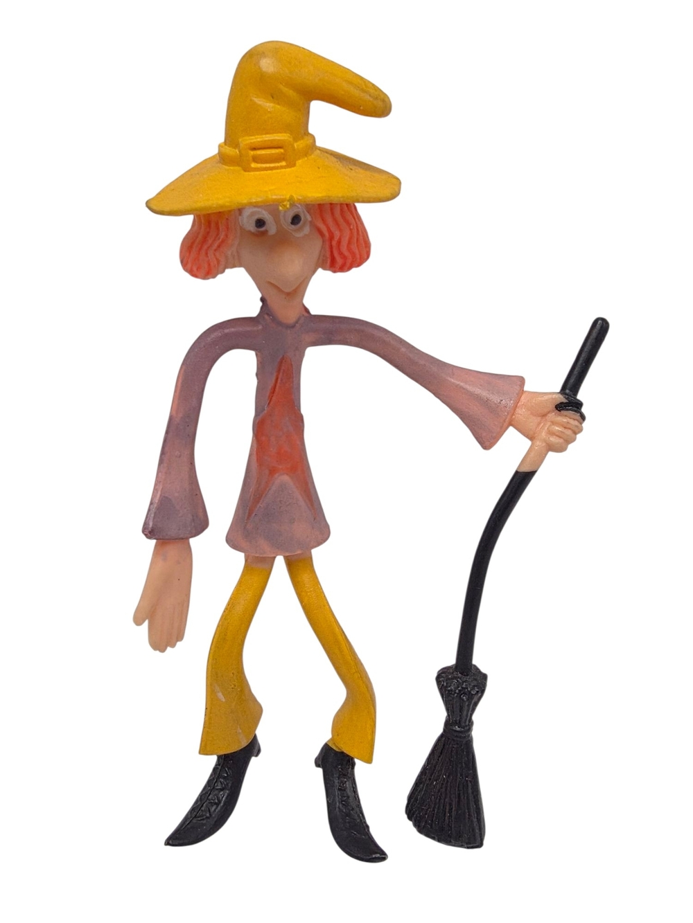 Vintage Halloween Bendy Toy Monster Witch 5.25” Fun World Hong Kong